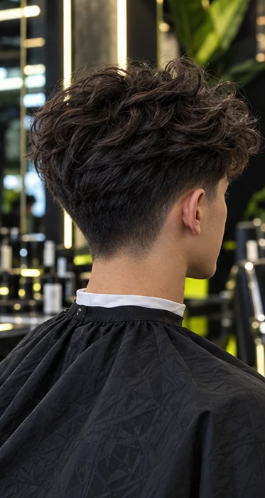 Blowout taper, rear three-quarter view of the same client