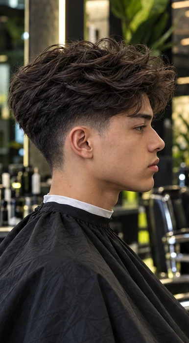 Blowout taper, side profile view of the same client