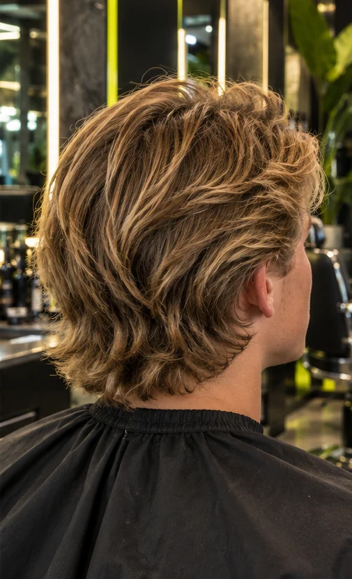 Surfer flow, rear three-quarter view of the same client